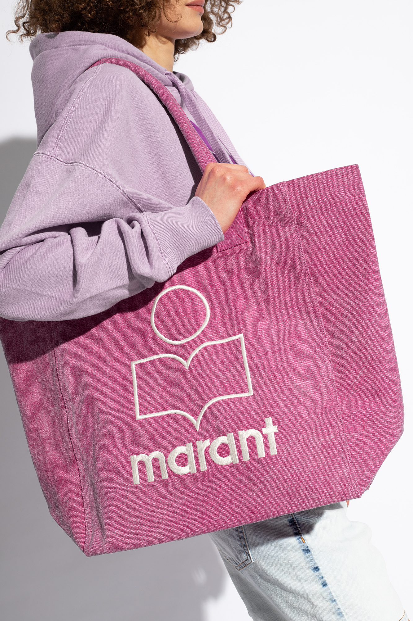 Skull Print Fabric Pouch Bag - Pink 'Yenky' shopper bag